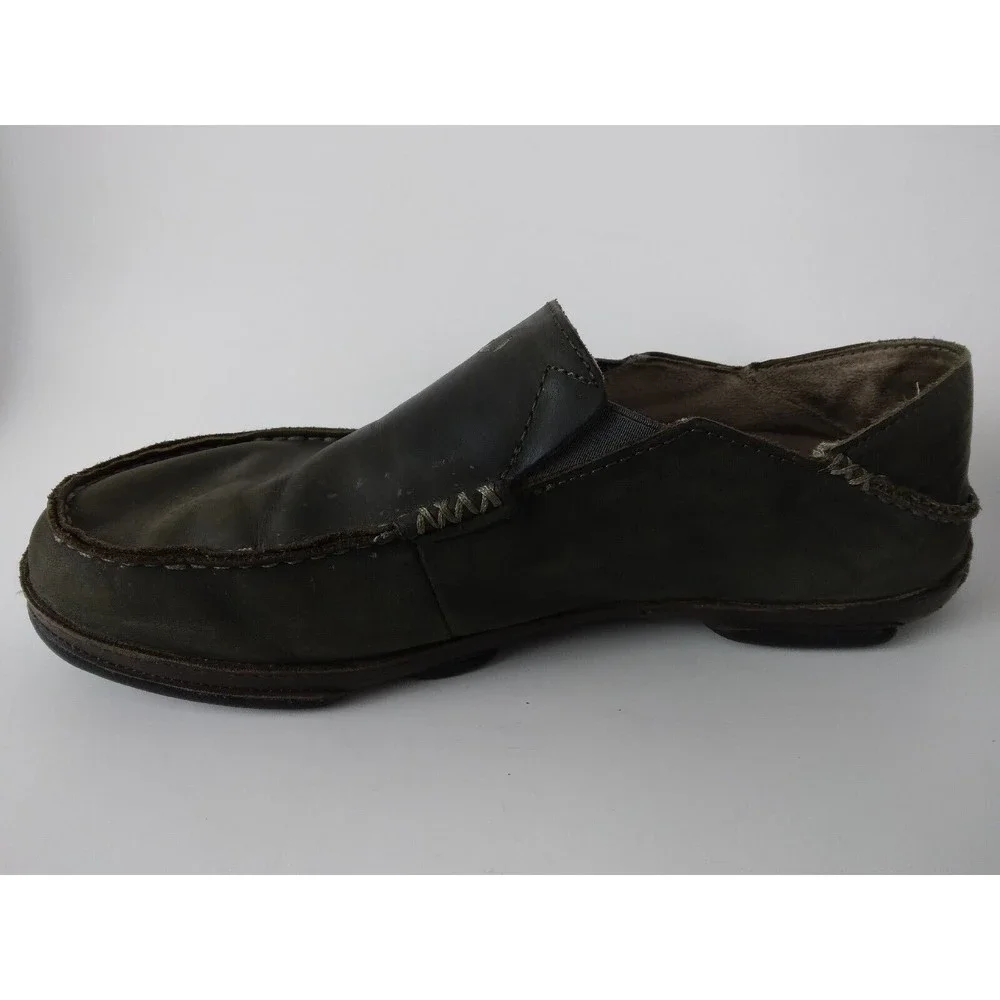 Olukai Moloa Dark Brown Leather Slip On Shoe Mens Size US 9 EUR 42 - Picture 4 of 9